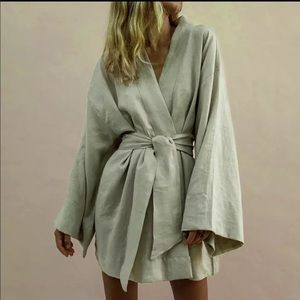 Green Kimono Wrap Dress
